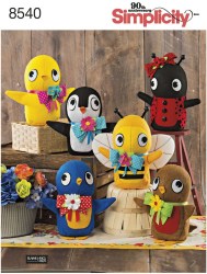 8540 Simplicity DIY Big Eye 8" Birds, Bees, Ladybugs Stuffies Felt Pattern Uncut